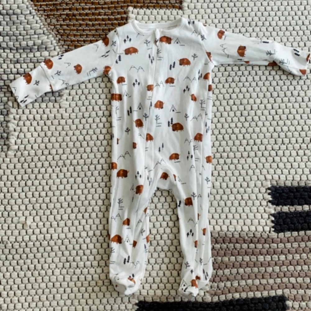 Set of 2 Mac & Moon 9 mo Onesie set Buffalo & football prints